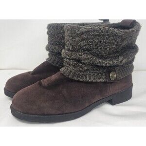 Muk Luk Sweater Cuff Boots Patti Womens Sz 10 Pull On Brown Faux Suede Cozy